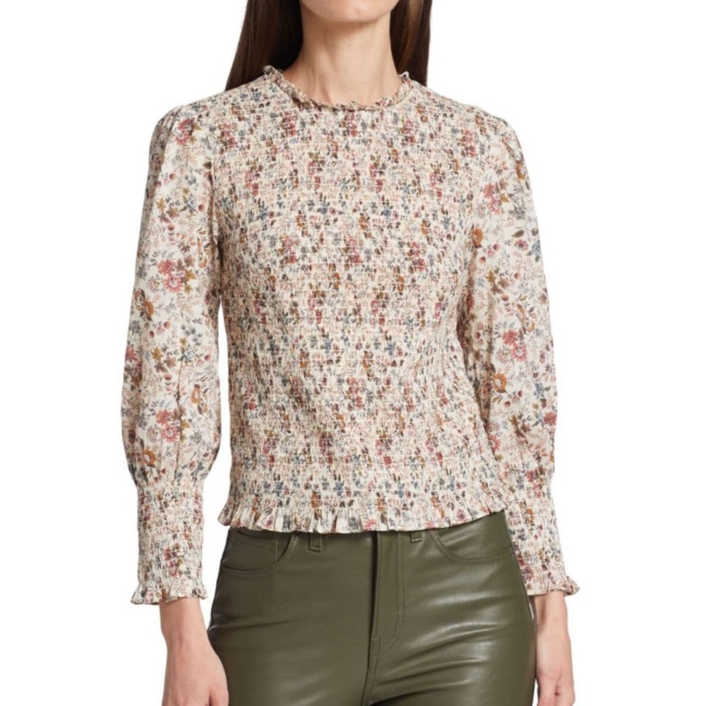 Veronica Beard Kali Smocked Floral Blouse. Size 6. Great condition.